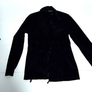 Faux suede black  jacket from garage. Tie up at front